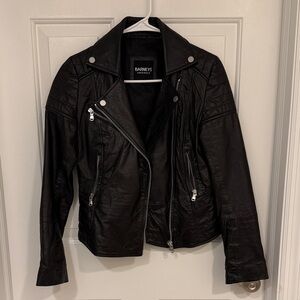 Barneys New York Women's Sleek Black Leather Jacket (UK8/US4) - Fits like XS!
